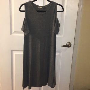 gray cold-shoulder t-shirt dress